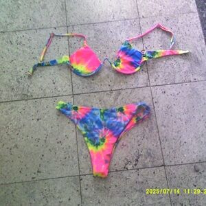 SHEIN Tie-Dye Bikini - Pink, Blue, Yellow